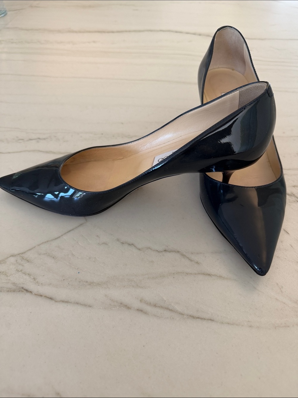 Jimmy Choo navy patent kitten heel pump size 39.5